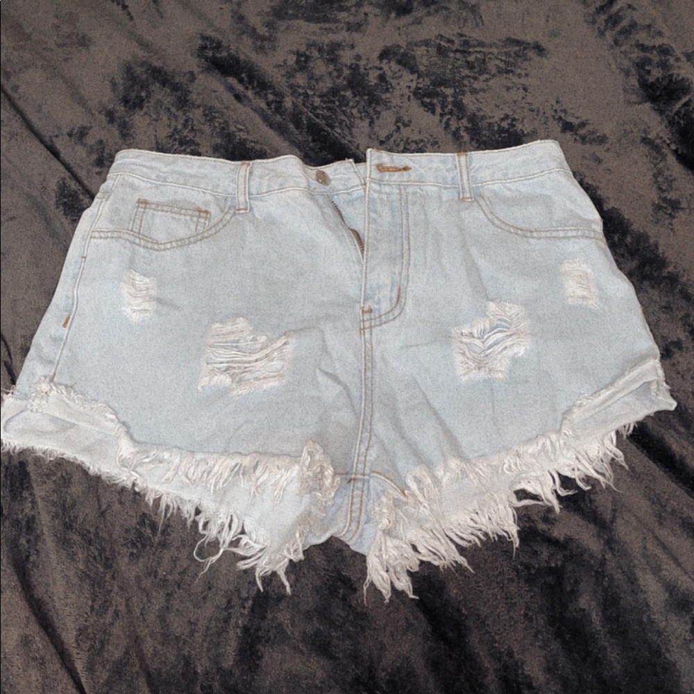 Light wash jean shorts